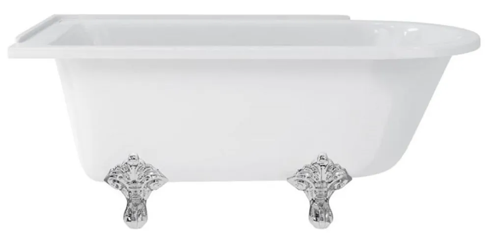 Heißes Angebot Casa Padrino Luxus Jugendstil Badewanne Weiß / Silber 150 x 75 x H. 65 cm - Freistehende Retro Acryl Badewanne - Nostalgische Retro Badezimmer Möbel