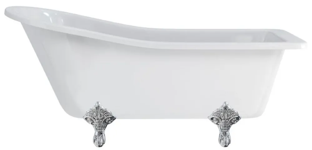 Echt Casa Padrino Luxus Jugendstil Badewanne Weiß / Silber 169 x 73 x H. 77 cm - Freistehende Retro Acryl Badewanne - Retro Badezimmer Möbel