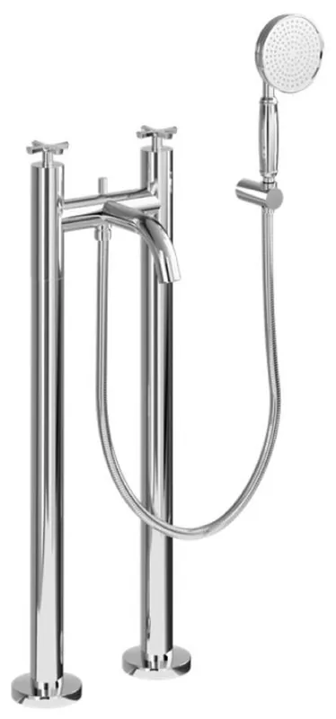 Heißes Angebot Casa Padrino Luxus Badewannenarmatur Silber - Freistehende Messing Badewannen Armatur mit Handbrause - Luxus Badezimmer Zubehör