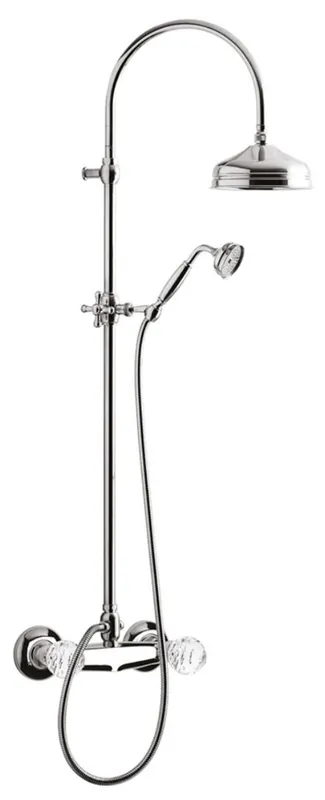 Luxus Badezimmer Duschgarnitur mit Swarovski Kristallglas Silber - Jugendstil Retro Dusch und Wannen Armatur Chrom Brauseset Abverkauf