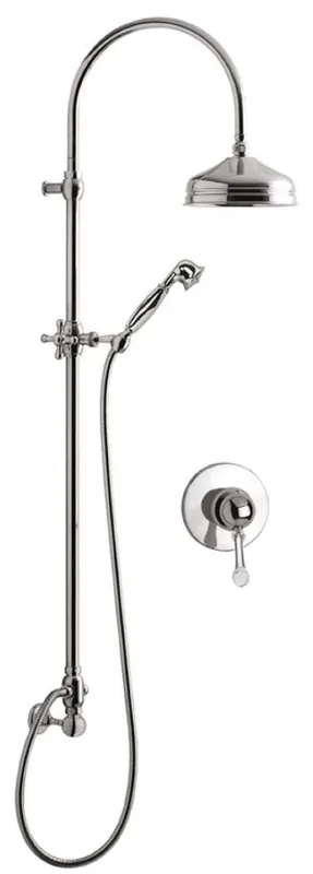 Casa Padrino Luxus Jugendstil Duscharmaturen Set mit Swarovski Kristallglas Silber - Einhelbelmischer mit Duschsäule und Handbrause - Retro Badezimmer Duschgarnitur Zertifiziert