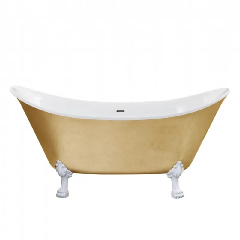 Casa Padrino Jugendstil Badewanne freistehend Gold Modell He-Lyd 1730mm - Freistehende Retro Antik Badewanne Barock Stil Sofort Bestellen