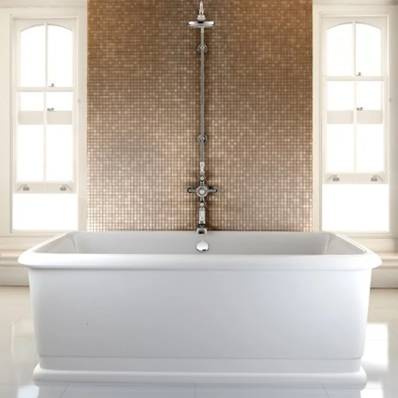 Markenprodukt Casa Padrino Badewanne freistehend rechteckig 1800mm BLon - Freistehende Retro Antik Badewanne