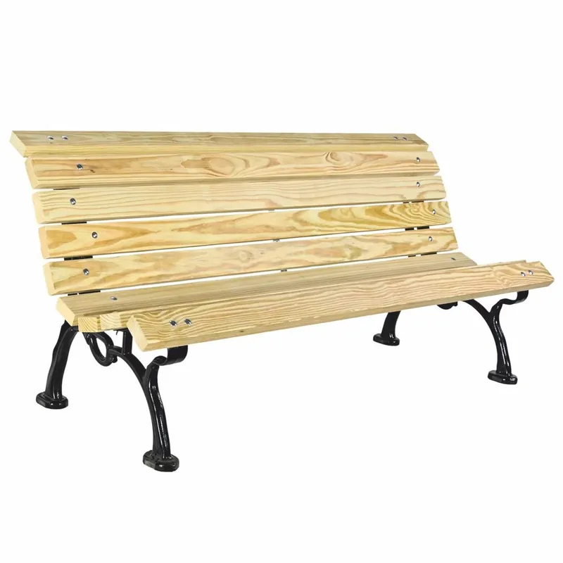 Casa Padrino Parkbank - Stadtbank Naturfarben / Schwarz 180 cm - Garten Möbel Top-Seller
