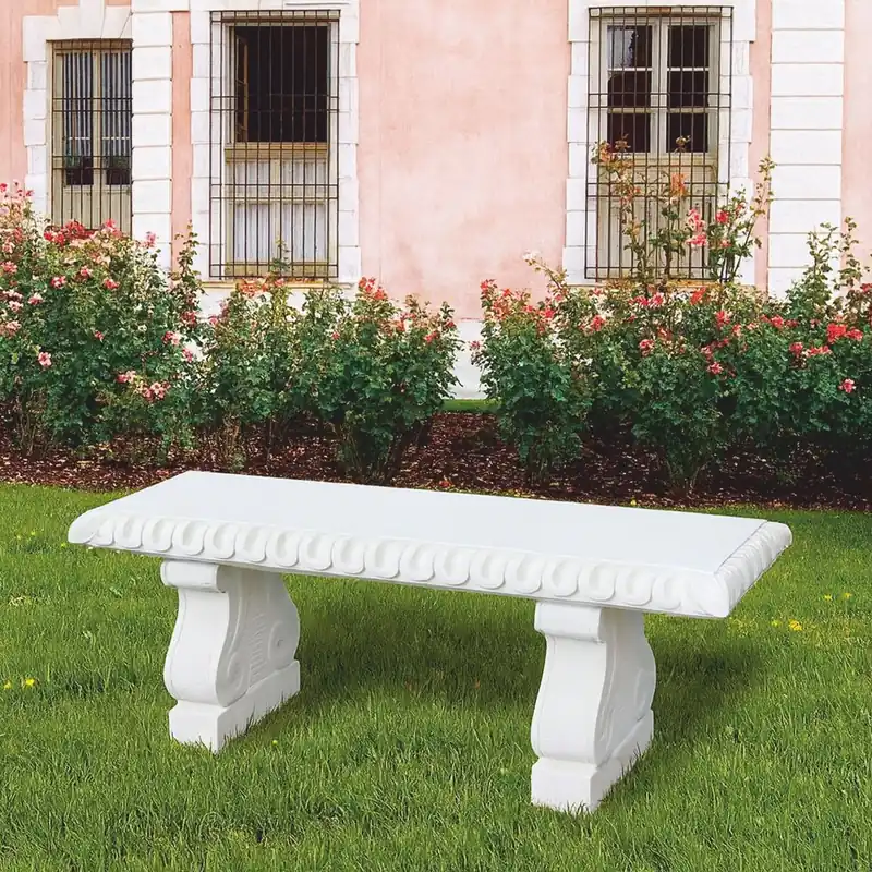 Casa Padrino Barock Gartenbank Weiß 140 cm - Barock Garten Möbel - Made in Italy Super-Preis