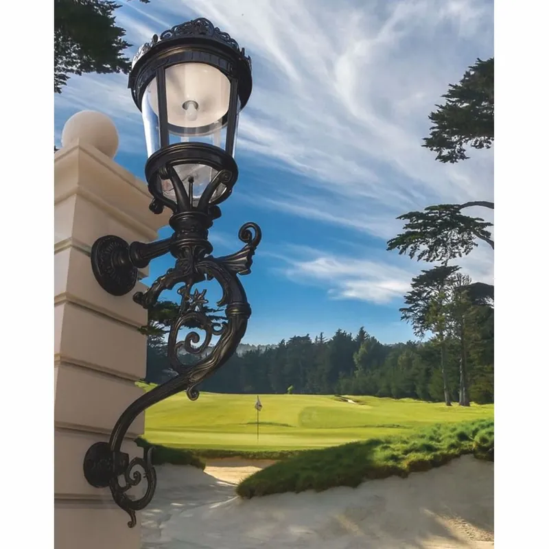 Hochwertig Casa Padrino Barock Außenwandleuchte Schwarz H. 237 cm - Riesige Garten Außenleuchte
