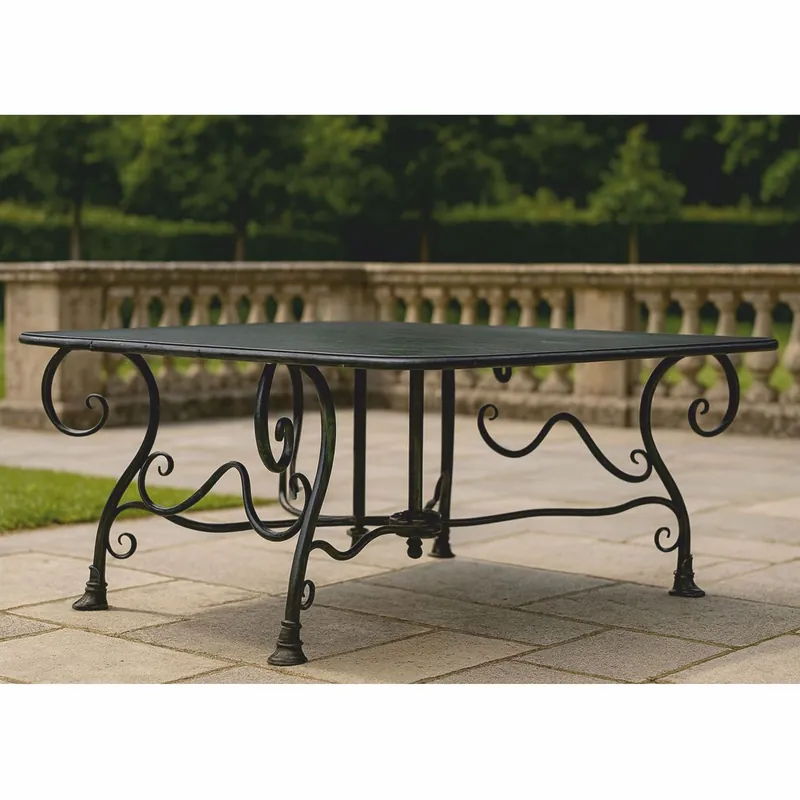 Casa Padrino Jugendstil Gartentisch Schwarz 120 cm - Nostalgische Garten Möbel Schneller Versand