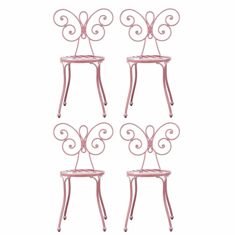 Casa Padrino Jugendstil Gartenstuhl 4er Set Rosa H. 85 cm - Garten Möbel Gratis Versand