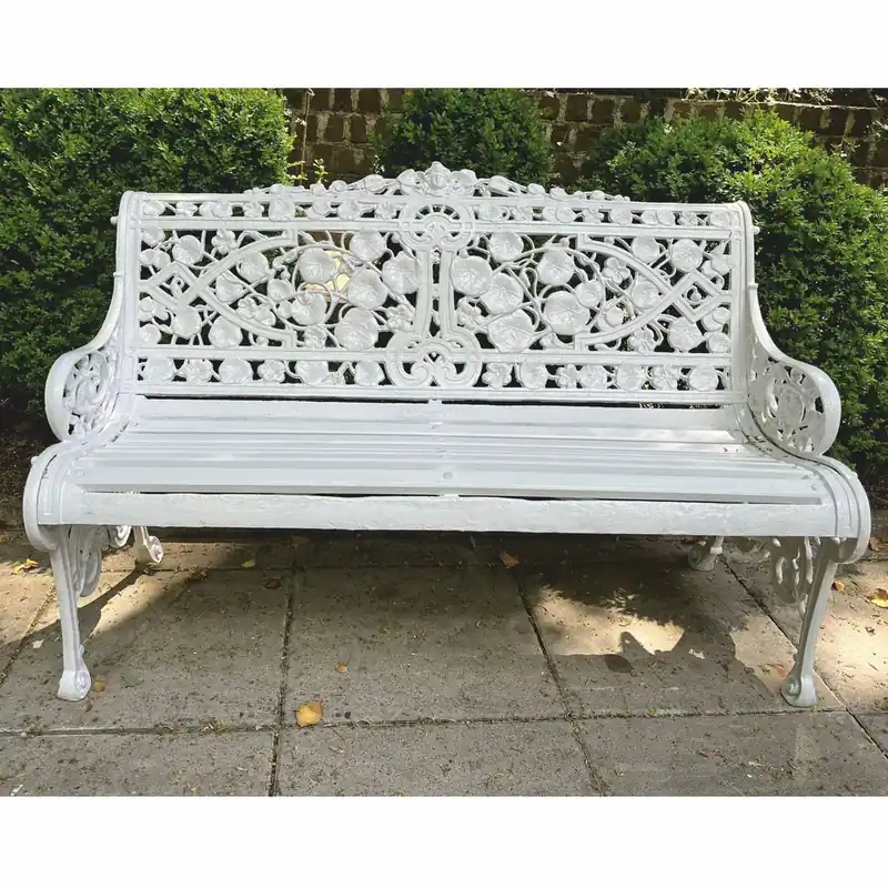 Must-Have Casa Padrino Barock Gartenbank Weiß 130 cm - Barock Garten Möbel