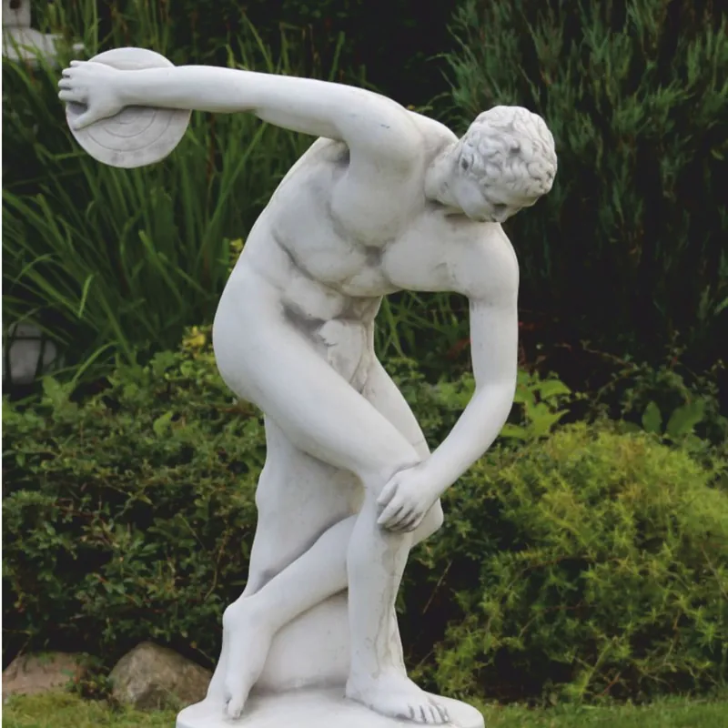Casa Padrino Jugendstil Garten Deko Skulptur Diskuswerfer Weiß / Grau H. 93 cm Kracherpreis