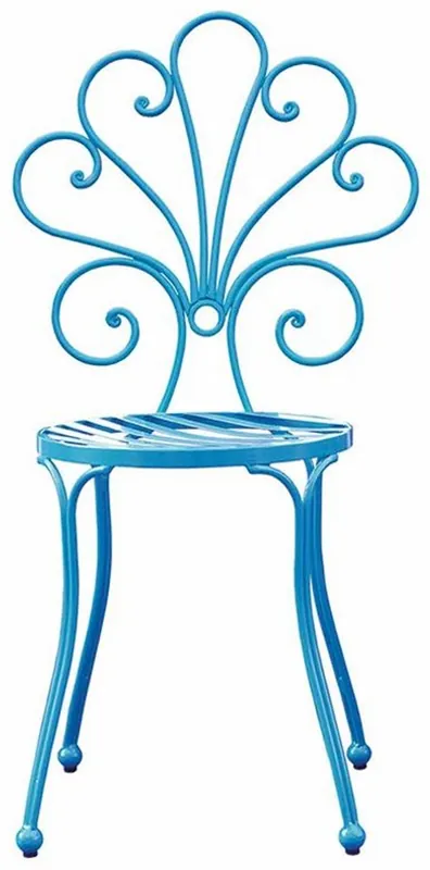 Casa Padrino Jugendstil Gartenstuhl Hellblau H. 91 cm - Jugendstil Garten Möbel Großhandel
