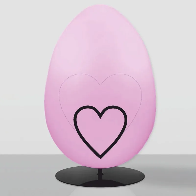 Ab Werk Casa Padrino XXL Deko Osterei mit Ständer Rosa / Schwarz H. 160 cm - Oster Dekoaration