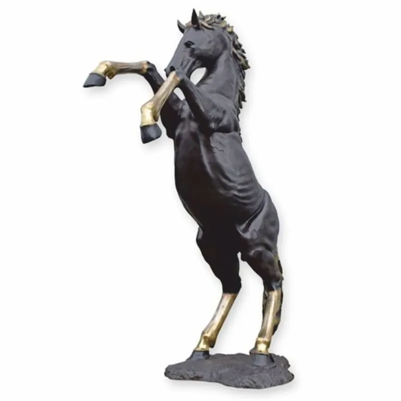 Limited Edition Casa Padrino Luxus XXL Bronze Garten Deko Skulptur Pferd Rechts Schwarz / Grau / Gold H. 300 cm
