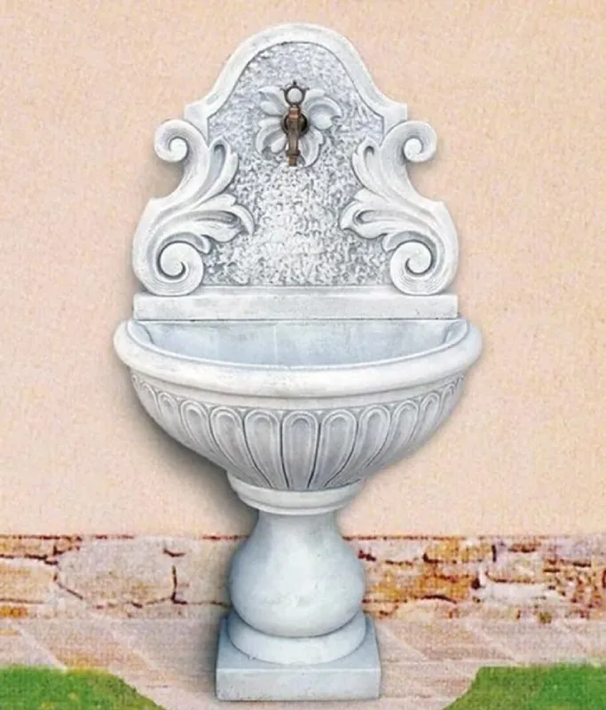 Casa Padrino Jugendstil Wandbrunnen Grau / Antik Messing H. 142 cm - Made in Italy Top-Preis