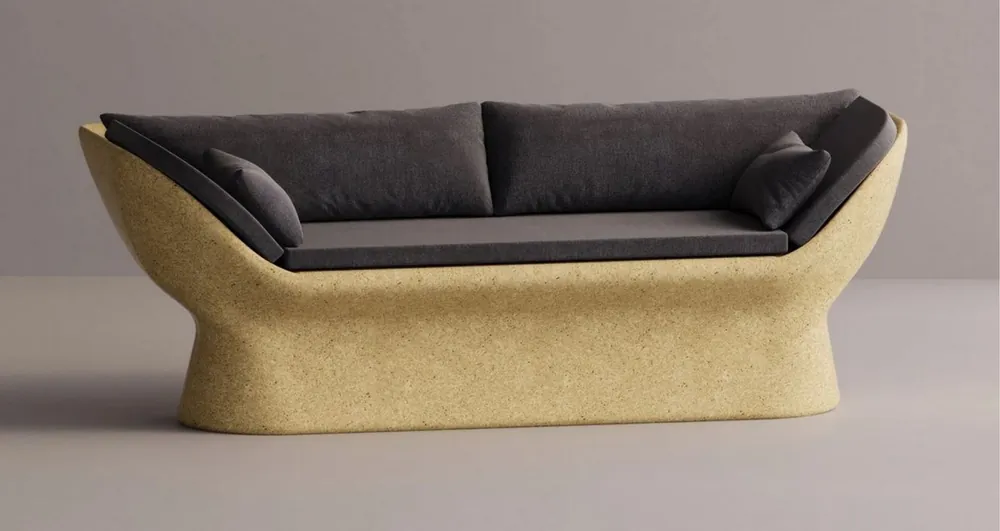 Neue Ware Casa Padrino Luxus Sofa Anthrazit / Gelb 200 cm - Wetterfestes Beton Sofa