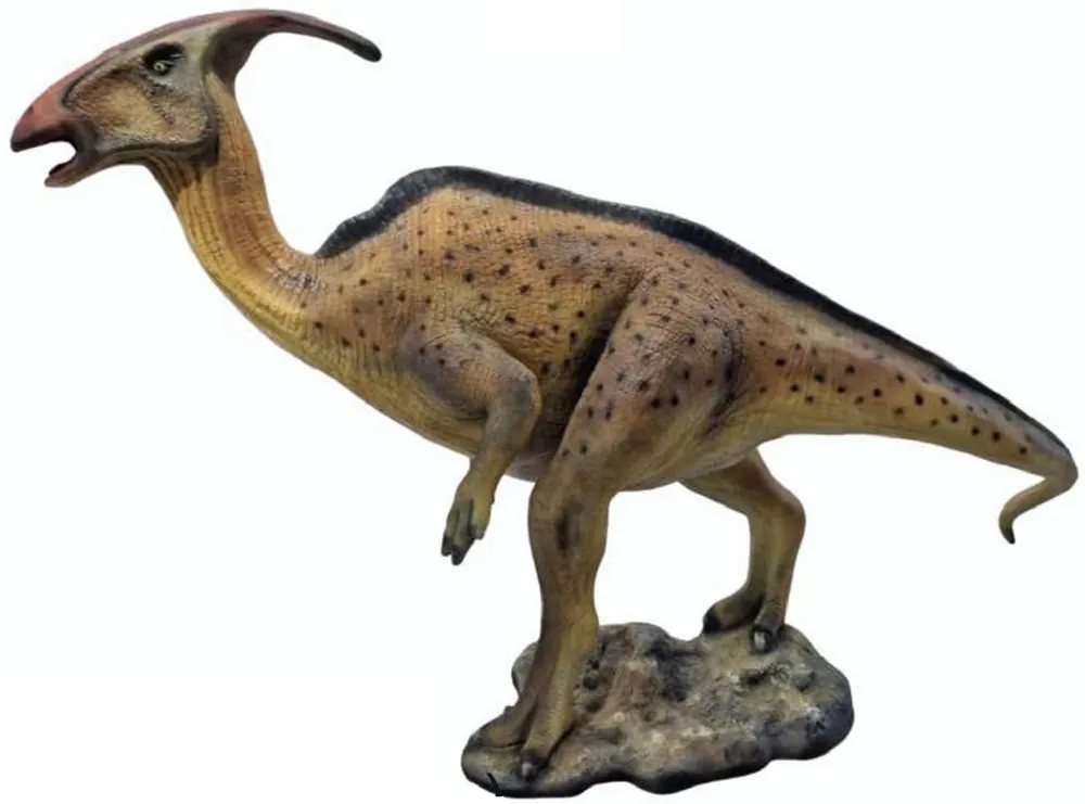 Meistverkauft Casa Padrino XXL Deko Skulptur Dinosaurier Parasaurolophus Braun / Grau 298 cm - Riesige Lebensgroße Garten Figur