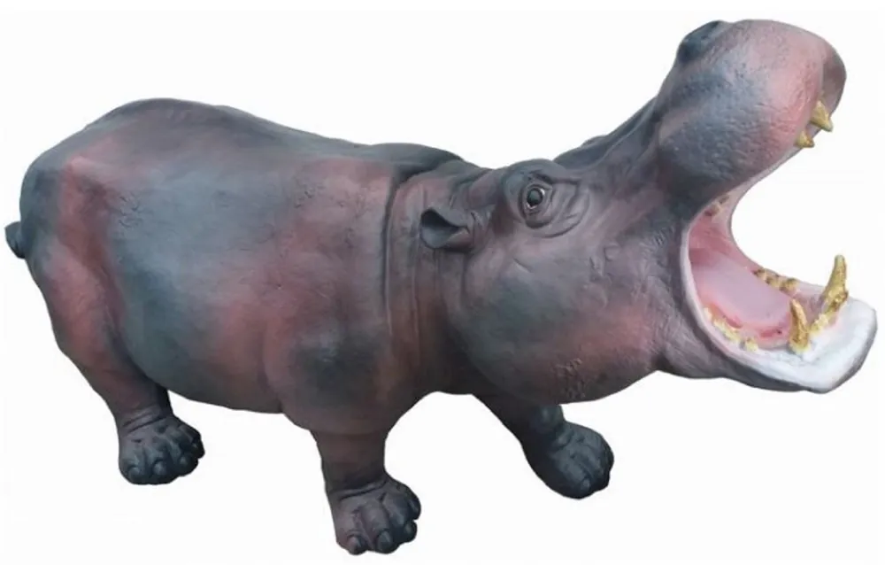 Casa Padrino XXL Deko Skulptur Nilpferd Grau / Rosa 110 cm - Garten Deko Figur Jetzt Bestellen