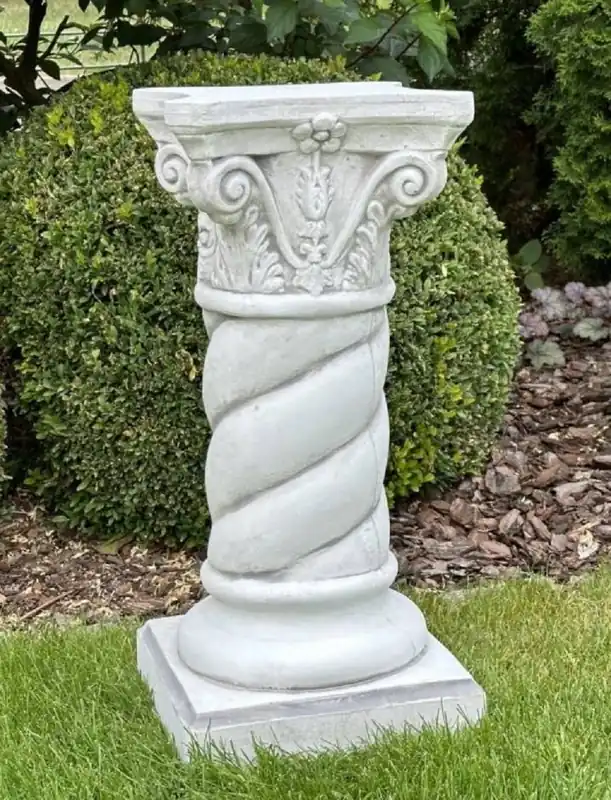 Handgefertigt Casa Padrino Barock Garten Deko Säule Grau H. 70 cm - Barockstil Garten Deko