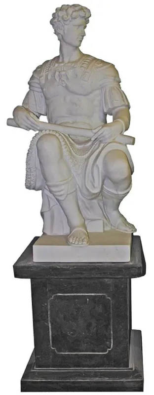 Billig Casa Padrino Antik Stil Marmor Skulptur Römer auf Säule linke Seite Grau / Schwarz H. 200 cm