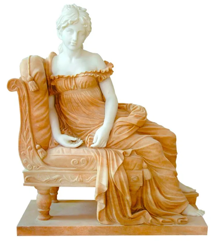 Kostenfreie Lieferung Casa Padrino Luxus Barock Marmor Skulptur Dame Weiß / Beige 110 x H. 125 cm