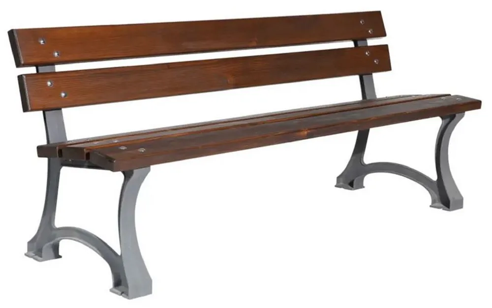 Casa Padrino Industrie Stil Gartenbank Dunkelbraun / Grau 180 cm Neue Kollektion