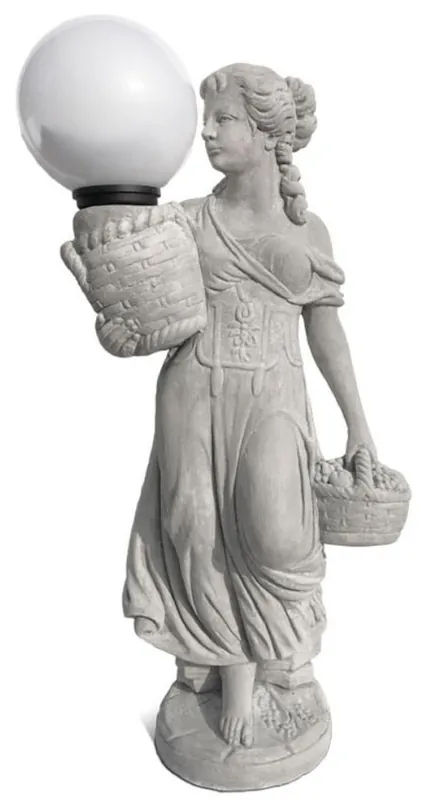 Kostenloser Rückversand Casa Padrino Jugendstil Gartenleuchte Skulptur Frau Grau / Weiß H. 113 cm