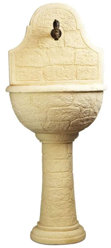 Casa Padrino Jugendstil Wandbrunnen Sandfarben / Antik Messing H. 122 cm Handgefertigt