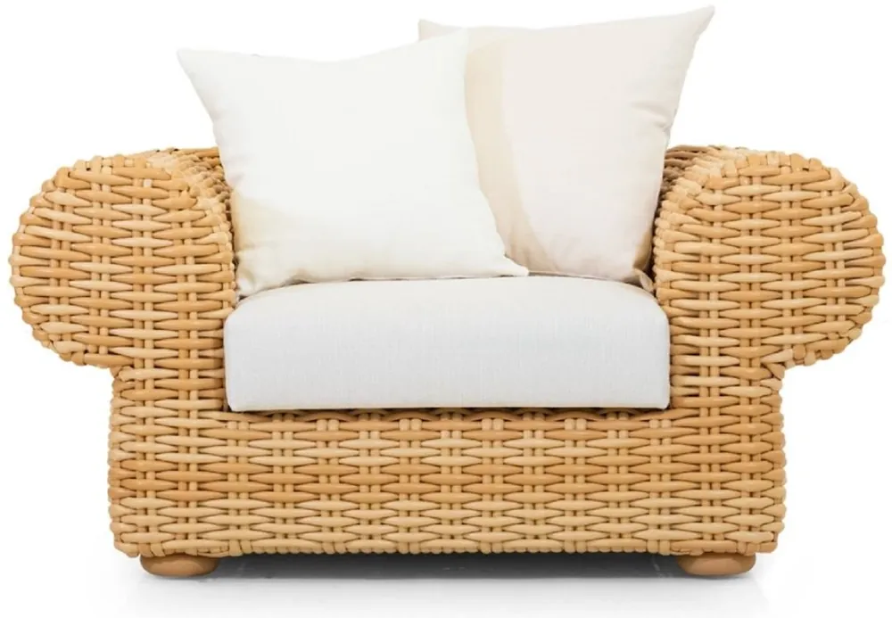 Im Trend Casa Padrino Luxus Gartensessel Naturfarben / Weiß 135 cm