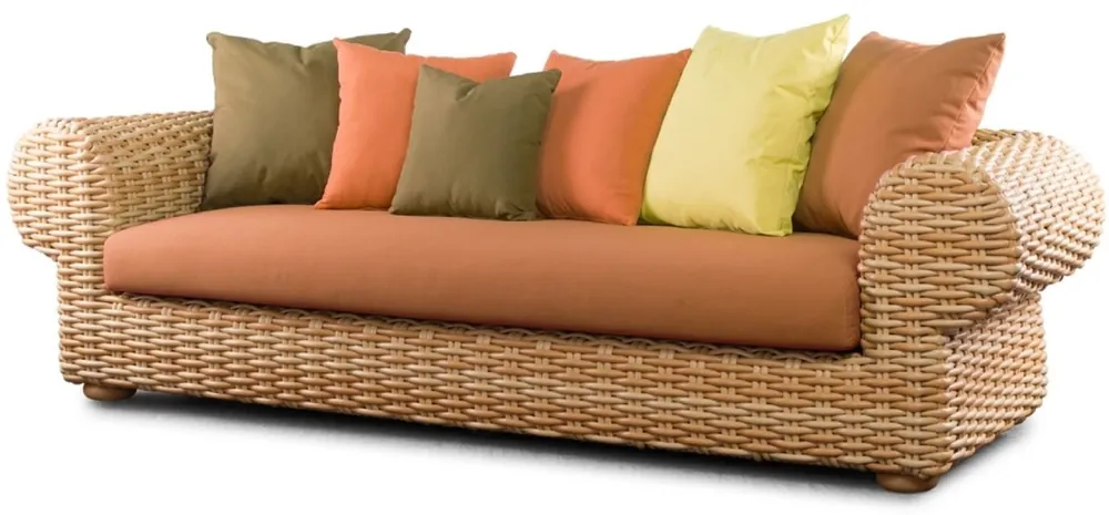 Casa Padrino Luxus 3er Gartensofa Naturfarben / Braun 260 cm Neu