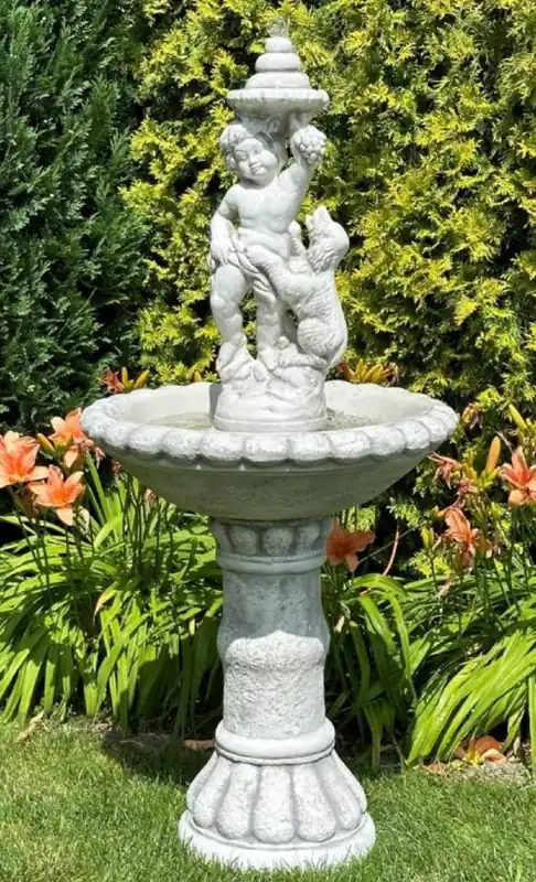 Casa Padrino Barock Springbrunnen Grau Ø 63 x H. 137 cm Neue Ware
