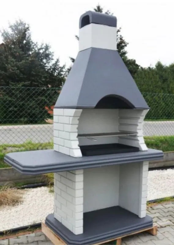Casa Padrino Luxus Gartengrill Weiß / Grau 160 x 74 x H. 232 cm - Beton Grillkamin - Luxus Garten Accessoires Großhandel