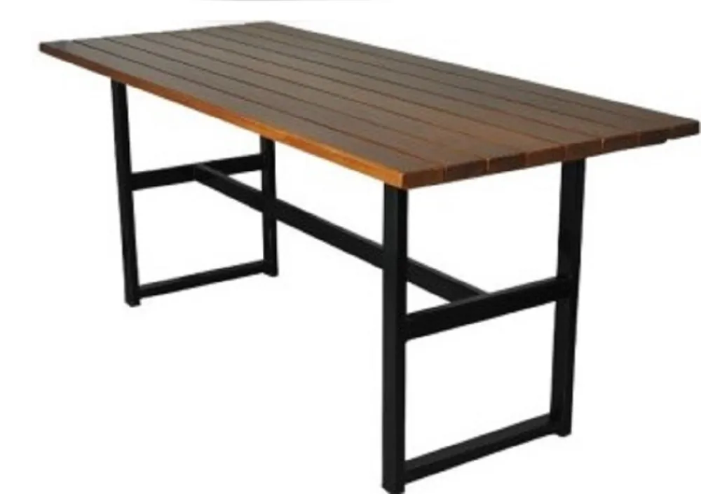 Casa Padrino Industrie StilBiergarten Esstisch Dunkelbraun / Schwarz 200 x 80 x H. 75 cm - Rechteckiger Gartentisch mit Latten Tischplatte - Gastronomie & Garten Möbel Meistverkauft