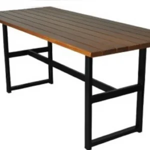 Ab Werk Casa Padrino Industrie StilBiergarten Esstisch Dunkelbraun / Schwarz 140 x 80 x H. 75 cm - Rechteckiger Gartentisch mit Latten Tischplatte - Gastronomie & Garten Möbel