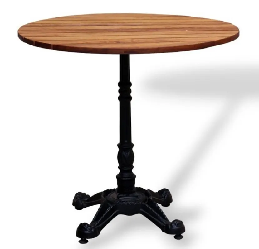 Casa Padrino Industrie Stil Garten Esstisch Dunkelbraun / Schwarz 70 x H. 76 cm - Rund Gartentisch mit Massivholz Tischplatte - Industrie Stil Gastronomie & Garten Möbel Sonderangebot