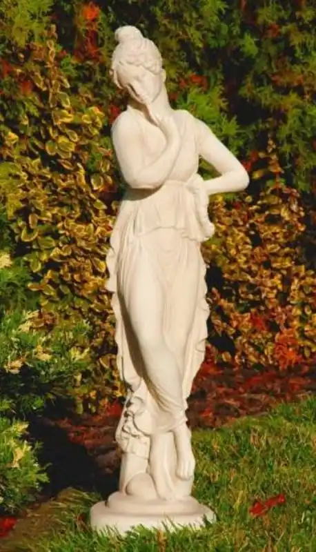Limited Edition Casa Padrino Jugendstil Garten Deko Skulptur Dame Sandfarben H. 67 cm - Elegante Garten Deko Stein Figur - Barock & Jugendstil Garten Deko Accessoires