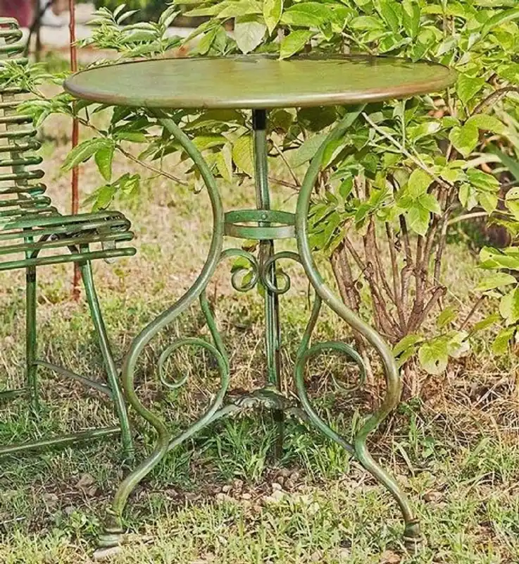 Premium Casa Padrino Jugendstil Gartentisch Antik Grün Ø 80 x H. 70 cm - Handgefertigter Schmiedeeisen Tisch - Nostalgische Schmiedeeisen Garten & Terrassen Möbel