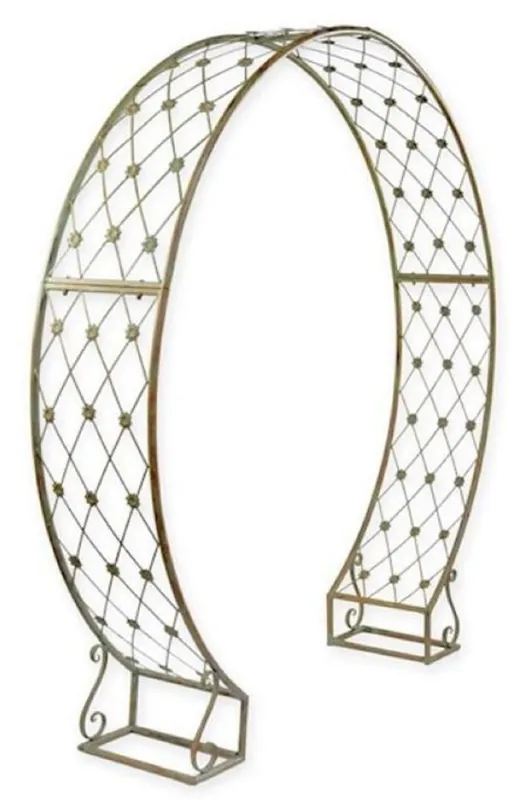 Casa Padrino Jugendstil Rosenbogen Antik Grün 220 x 43 x H. 201 cm - Runder Metall Blumenbogen - Nostalgischer Pflanzenbogen - Barock & Jugendstil Garten Deko Accessoires Heute Kaufen