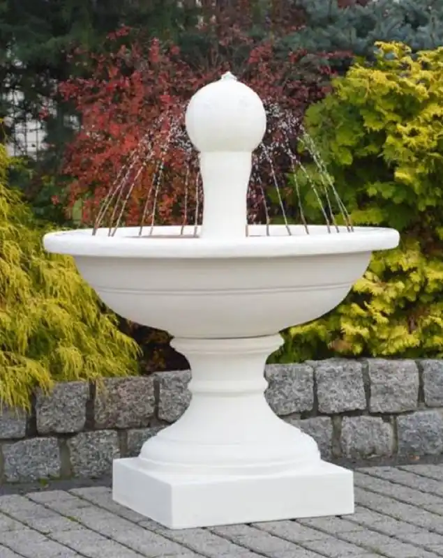 Casa Padrino Barock Springbrunnen Weiß Ø 102 x H. 151 cm - Prunkvoller Gartenbrunnen im Barockstil - Runder Gartendeko Stein Brunnen - Barock Garten Deko Accessoires Heißes Angebot