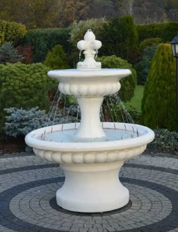 Casa Padrino Barock Springbrunnen Weiß Ø 120 x H. 157 cm - Prunkvoller Gartenbrunnen im Barockstil Highlight