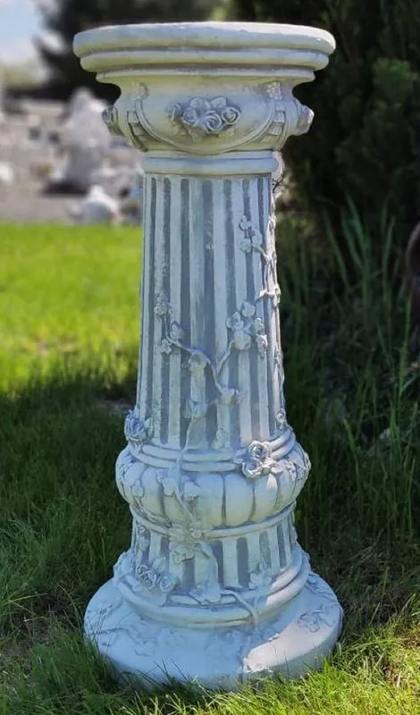 Casa Padrino Barock Säule Grau Ø 35 x H. 78 cm - Prunkvolle Gartensäule im Barockstil - Runde Gartendeko Stein Säule - Barock Garten & Terrassen Deko Accessoires Versand Am Gleichen Tag