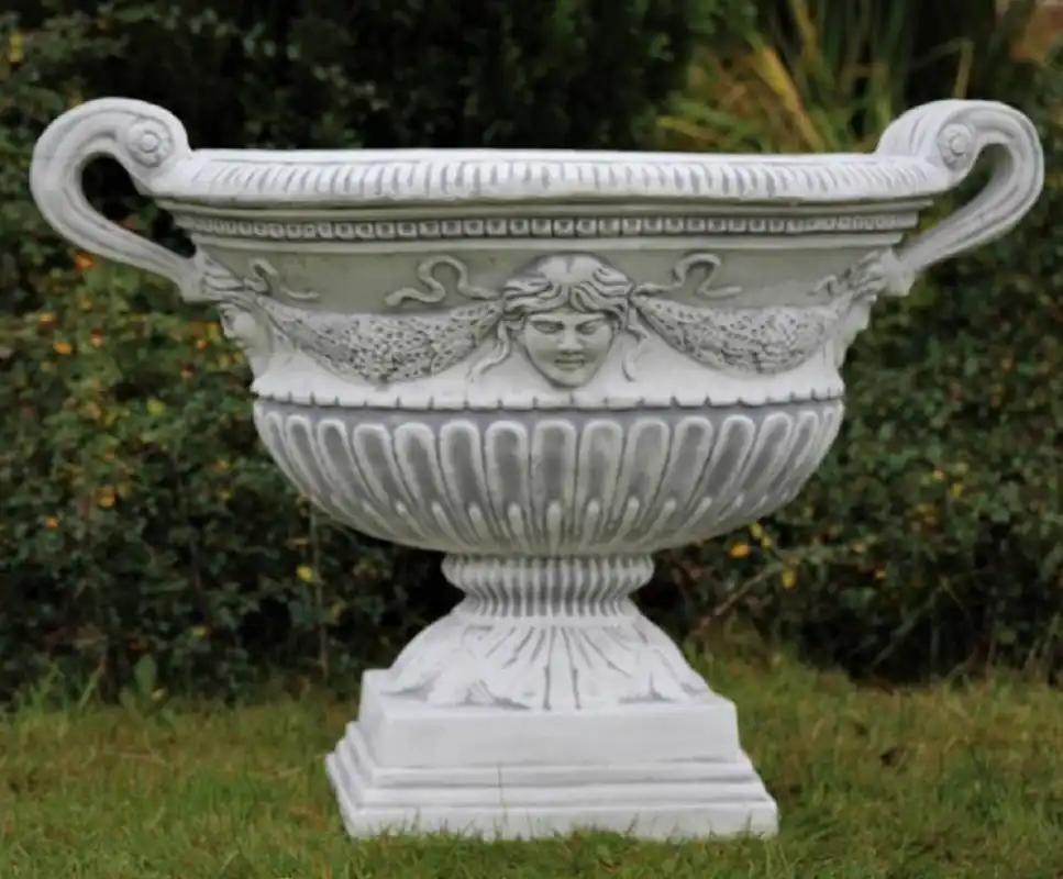 Geld-Zurück-Garantie Casa Padrino Barock Garten Deko Blumentopf Grau 66 x 60 x H. 54 cm - Prunkvoller Pflanzentopf im Barockstil - Barock Garten Deko - Barock Terrassen Deko - Barock Deko Accessoires