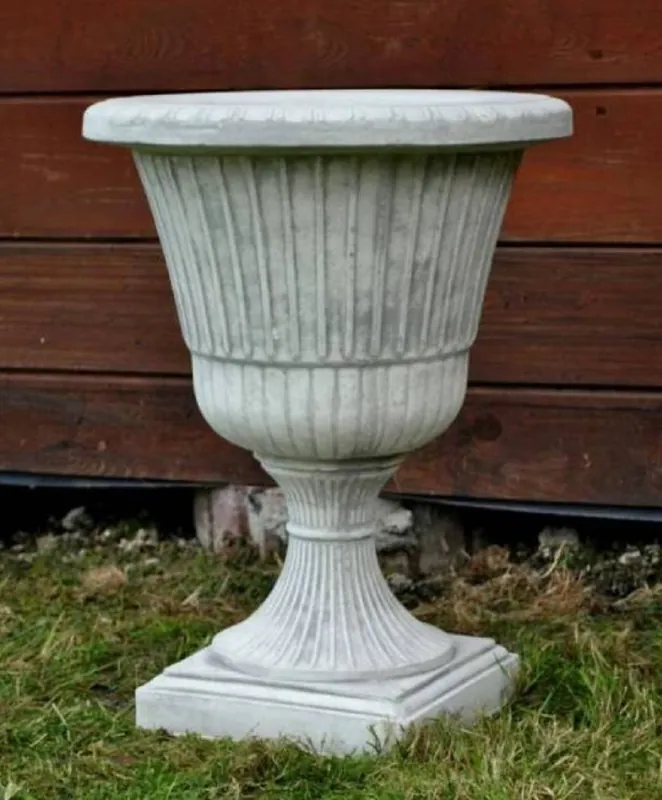 Casa Padrino Barock Garten Deko Blumentopf Grau Ø 39 x H. 52 cm - Runder Pflanzentopf im Barockstil - Barock Garten Deko - Barock Terrassen Deko - Barock Deko Accessoires Limited Edition
