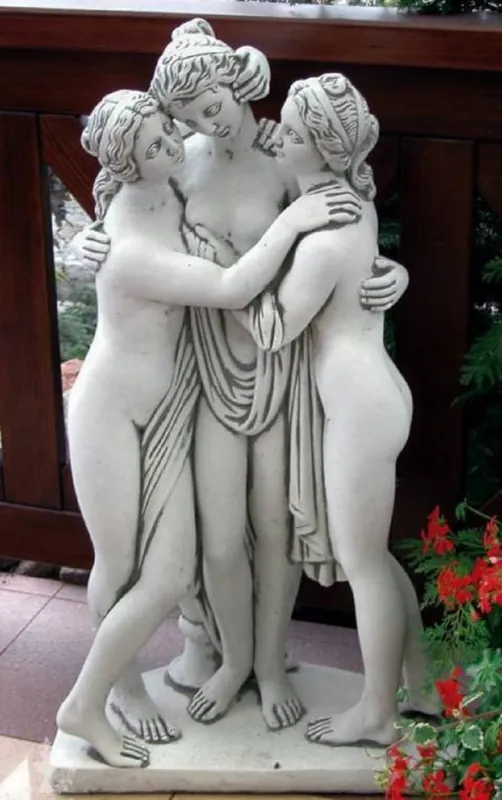 Versand Am Gleichen Tag Casa Padrino Jugendstil Garten Deko Skulptur 3 Damen Grau H. 103 cm - Elegante Garten Deko Stein Figur - Barock & Jugendstil Garten Deko Accessoires