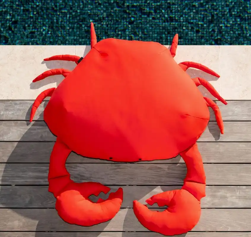 Casa Padrino Luxus Sitzsack Krabbe Rot 120 x 110 x H. 35 cm - Schwimmender Sitzsack - Handgefertigtes Sitzkissen - Garten Deko - Terrassen Deko - Pool Deko - Luxus Accessoires Begrenztes Angebot
