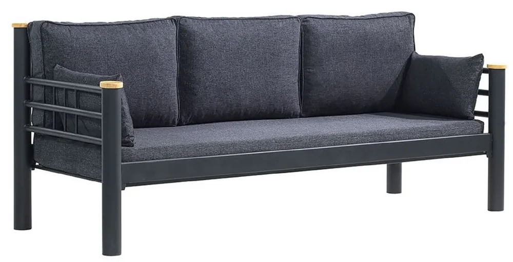 Großhandel Casa Padrino Jugendstil Gartensofa Anthrazit / Grau / Naturfarben 200 x 70 x H. 85 cm - Metall Garten Sofa mit Kissen - Terrassen Sofa - Garten Möbel - Terrassen Möbel - Jugendstil Möbel