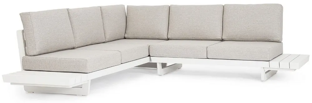 Casa Padrino Luxus Garten Ecksofa Grau / Weiß H. 80 cm - Modulares Garten Sofa - Terrassen Sofa - Garten Möbel - Terrassen Möbel - Outdoor Möbel - Hotel Möbel - Luxus Möbel Billig