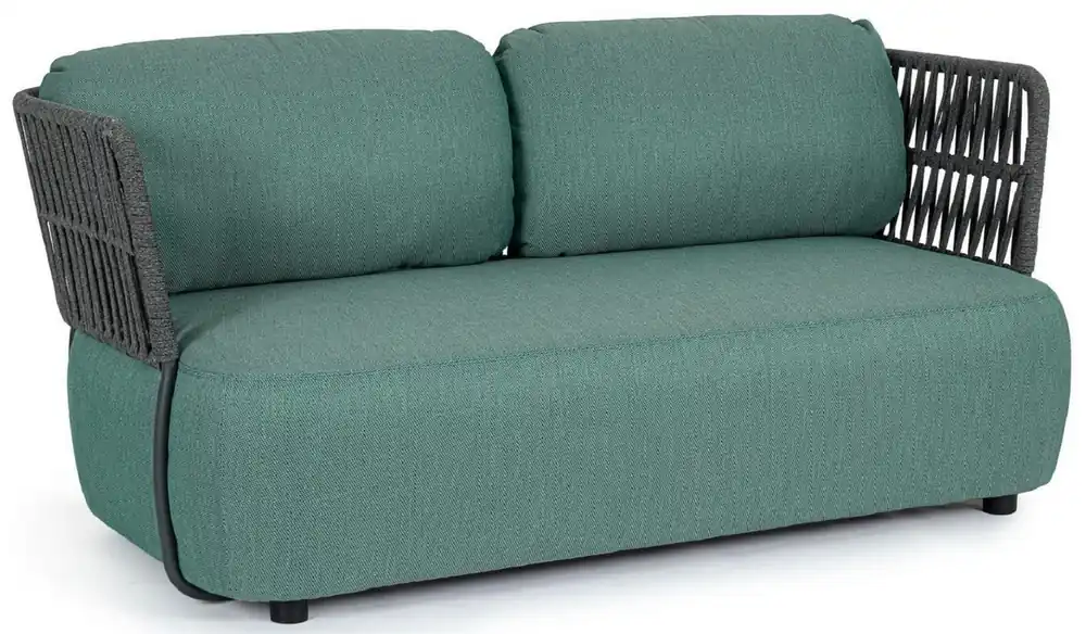 Finale Aktion Casa Padrino Luxus Gartensofa Grün / Grau / Schwarz 167 x 86 x H. 79 cm - Wetterbeständiges Garten Sofa - Terrassen Sofa - Garten Möbel - Terrassen Möbel - Outdoor Möbel