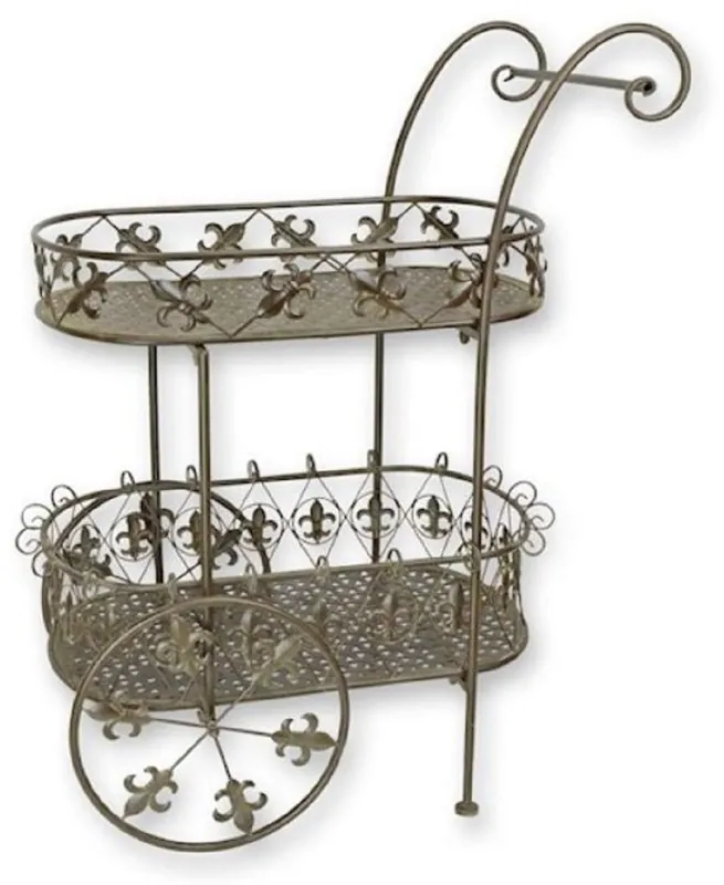 Markenware Casa Padrino Jugendstil Teewagen Braun 81 x 51 x H. 102 cm - Eleganter Metall Garten Trolley - Barock & Jugendstil Garten Accessoires - Gartenmöbel im Jugendstil
