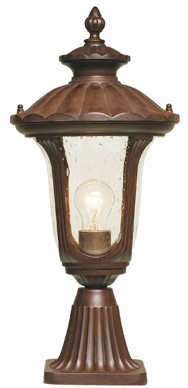 Casa Padrino Barock Sockelleuchte Rost Ø 23,5 x H. 51 cm - Wetterbeständige Außenleuchte - Garten Leuchte - Terrassen Leuchte - Barock Außenleuchte - Gartenlaterne - Nostalgische Außenbeleuchtung Gratis Versand