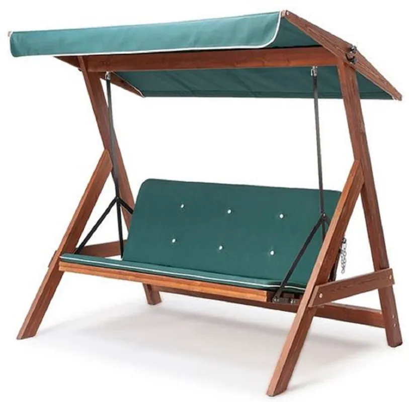Casa Padrino Luxus Hollywood Schaukel Grün / Braun - Moderne Wetterfeste Garten Schaukel mit Sonnendach - Garten Möbel - Terrassen Möbel - Luxus Möbel Ab Werk